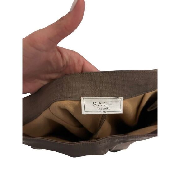 Sage the Label Tan Faux Vegan leather High-Rise Straight Leg Pants Size XS - Picture 8 of 16